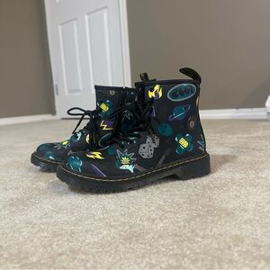 Dr. Martens Kids Black Boots with Colorful Graphics